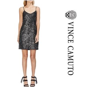 Vince Camuto Sapphire Metallic Sequin Slip Dress